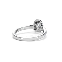 Georgina Lab Oval Diamond Halo Engagement Ring 18K White Gold 1.00ct F/VS1