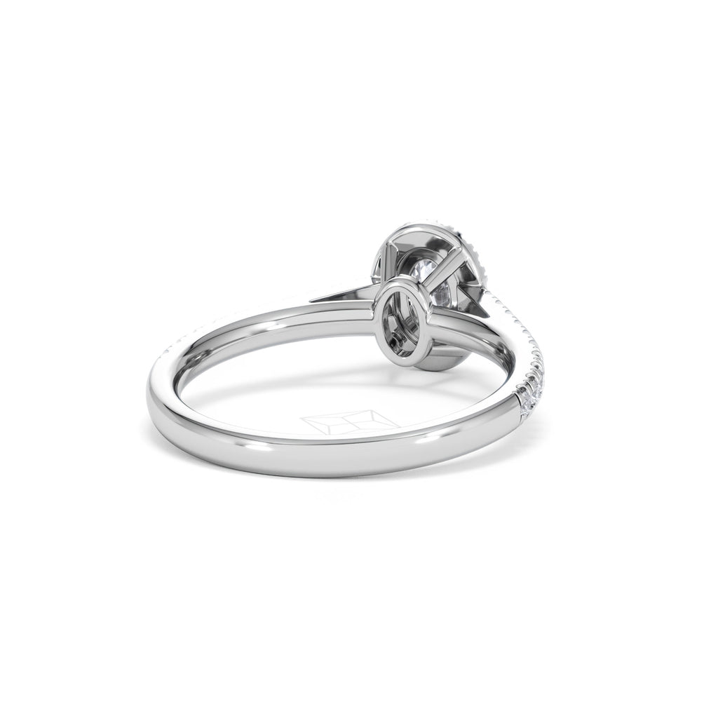 Georgina Lab Oval Diamond Halo Engagement Ring 18K White Gold 1.00ct F/VS1
