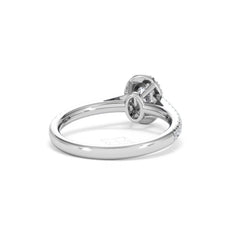 Georgina Lab Oval Diamond Halo Engagement Ring 18K White Gold 1.00ct F/VS1