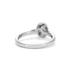 Georgina Lab Oval Diamond Halo Engagement Ring 18K White Gold 1.00ct F/VS1