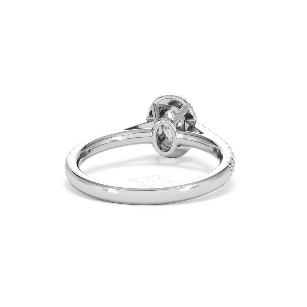 Georgina Lab Oval Diamond Halo Engagement Ring 18K White Gold 1.00ct F/VS1