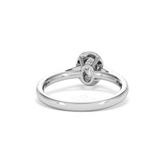 Georgina Lab Oval Diamond Halo Engagement Ring 18K White Gold 1.00ct F/VS1