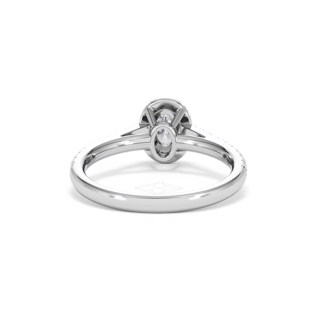 Georgina Lab Oval Diamond Halo Engagement Ring Platinum 1.00ct F/VS1