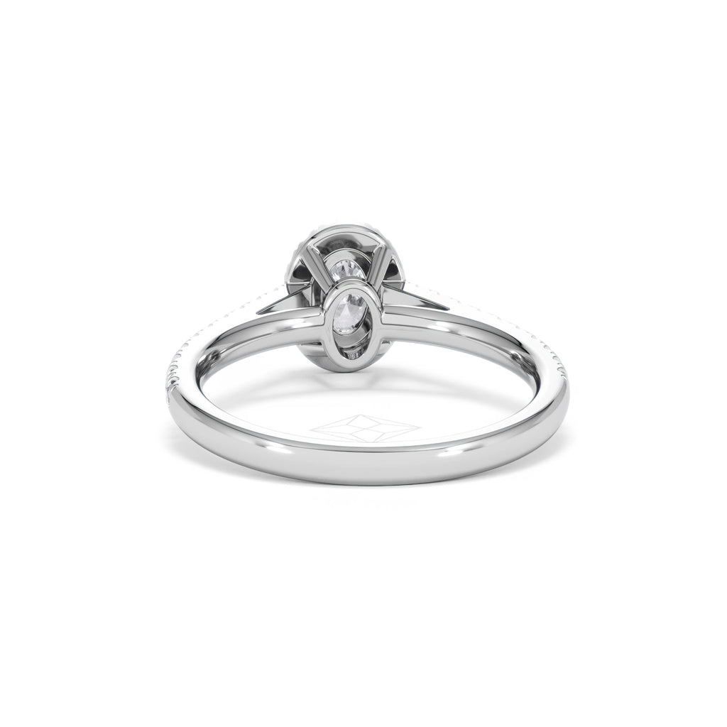 Georgina Lab Oval Diamond Halo Engagement Ring Platinum 1.00ct F/VS1