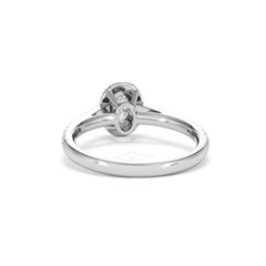Georgina Lab Oval Diamond Halo Engagement Ring 18K White Gold 1.00ct F/VS1