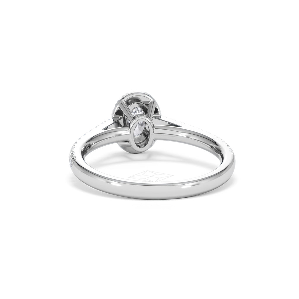 Georgina Lab Oval Diamond Halo Engagement Ring Platinum 1.00ct F/VS1
