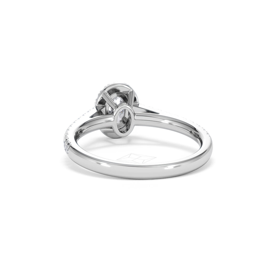Georgina Lab Oval Diamond Halo Engagement Ring 18K White Gold 1.00ct F/VS1