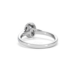 Georgina Lab Oval Diamond Halo Engagement Ring 18K White Gold 1.00ct F/VS1