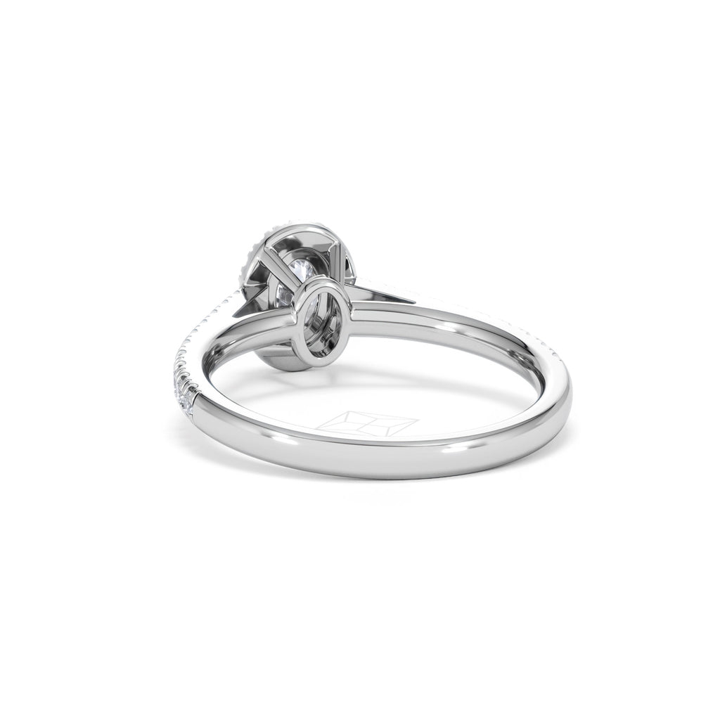 Georgina Lab Oval Diamond Halo Engagement Ring Platinum 1.00ct F/VS1