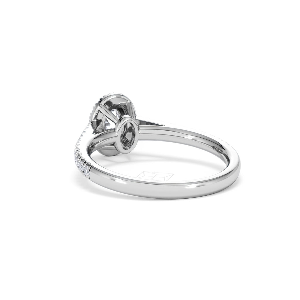 Georgina Lab Oval Diamond Halo Engagement Ring 18K White Gold 1.00ct F/VS1