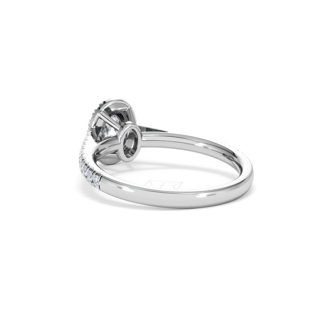 Georgina Lab Oval Diamond Halo Engagement Ring 18K White Gold 1.00ct F/VS1