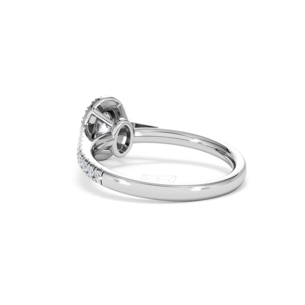 Georgina Lab Oval Diamond Halo Engagement Ring 18K White Gold 1.00ct F/VS1
