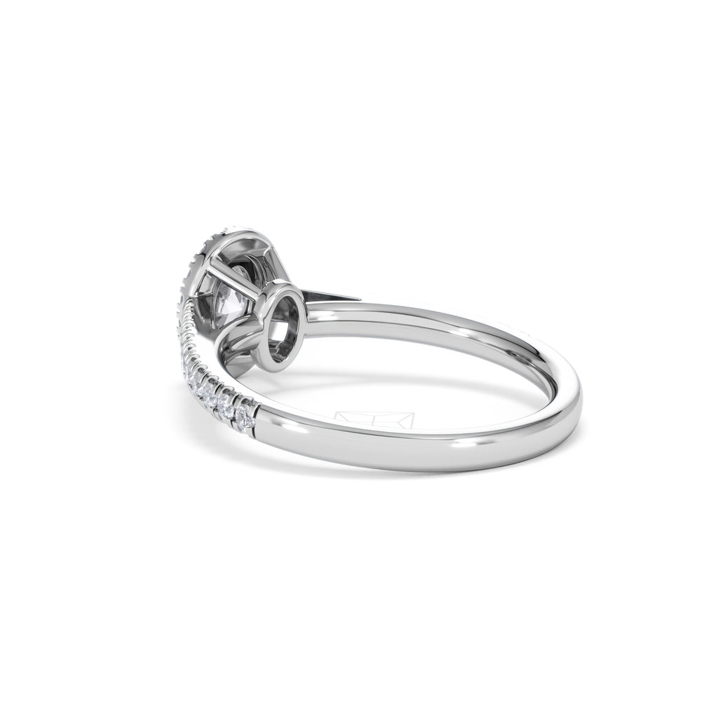 Georgina Lab Oval Diamond Halo Engagement Ring 18K White Gold 1.00ct F/VS1