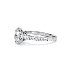 Georgina Lab Oval Diamond Halo Engagement Ring 18K White Gold 1.00ct F/VS1