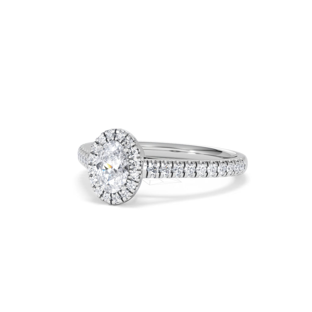 Georgina Lab Oval Diamond Halo Engagement Ring Platinum 1.00ct F/VS1