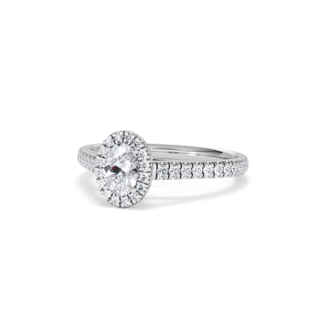 Georgina Lab Oval Diamond Halo Engagement Ring Platinum 1.00ct F/VS1