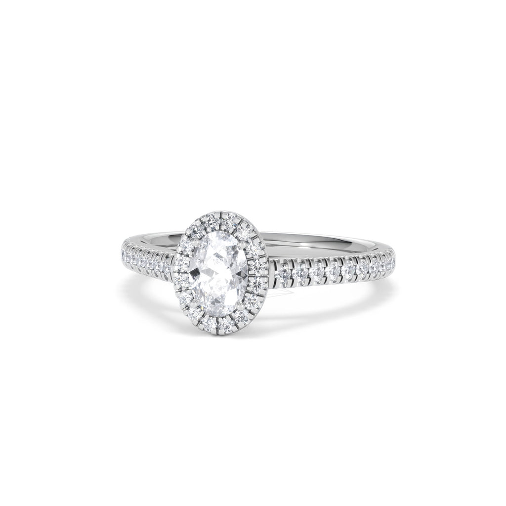 Georgina Lab Oval Diamond Halo Engagement Ring Platinum 1.00ct F/VS1