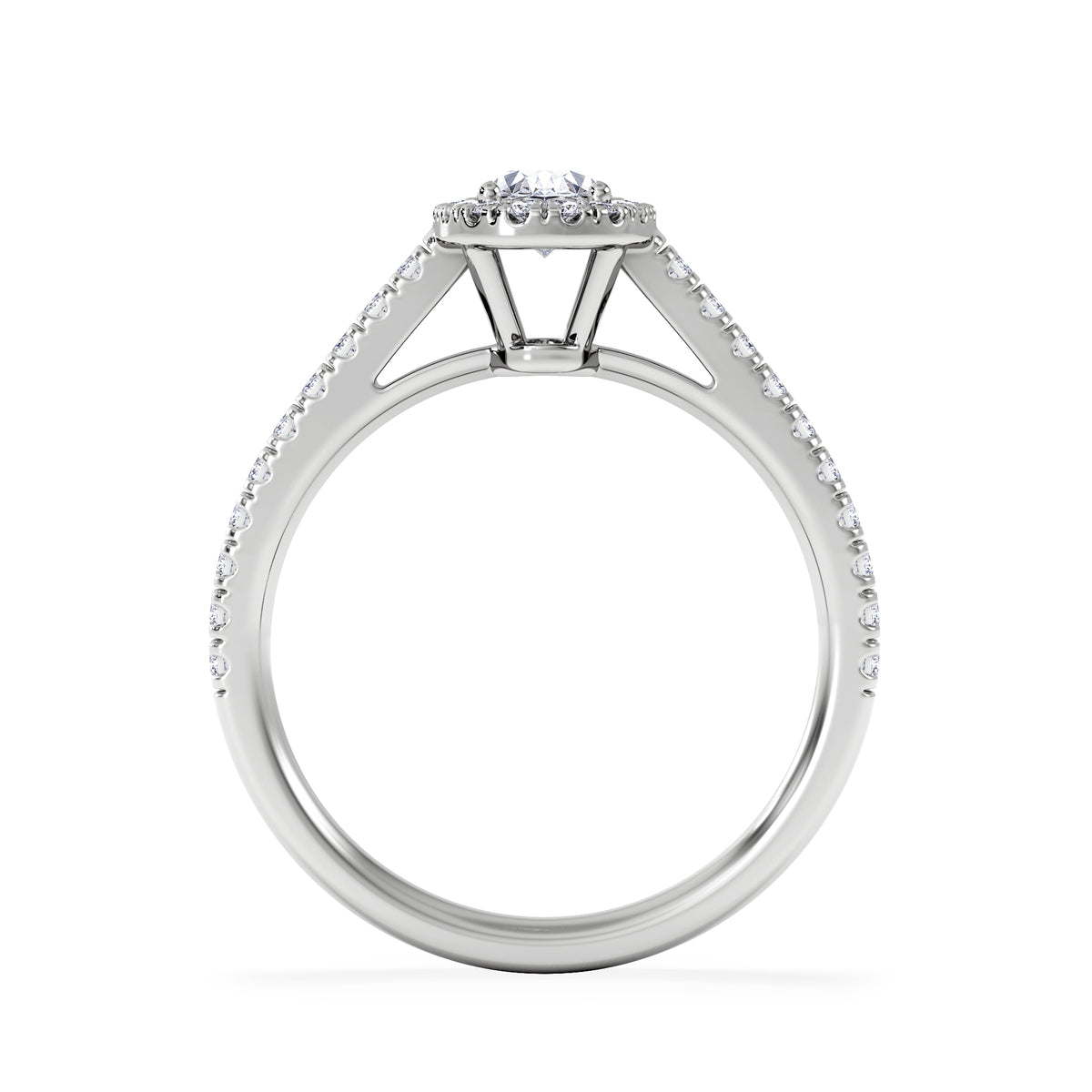 Georgina Lab Oval Diamond Halo Engagement Ring 18K White Gold 1.00ct F/VS1
