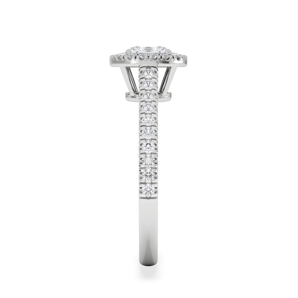 Georgina Lab Oval Diamond Halo Engagement Ring 18K White Gold 1.00ct F/VS1