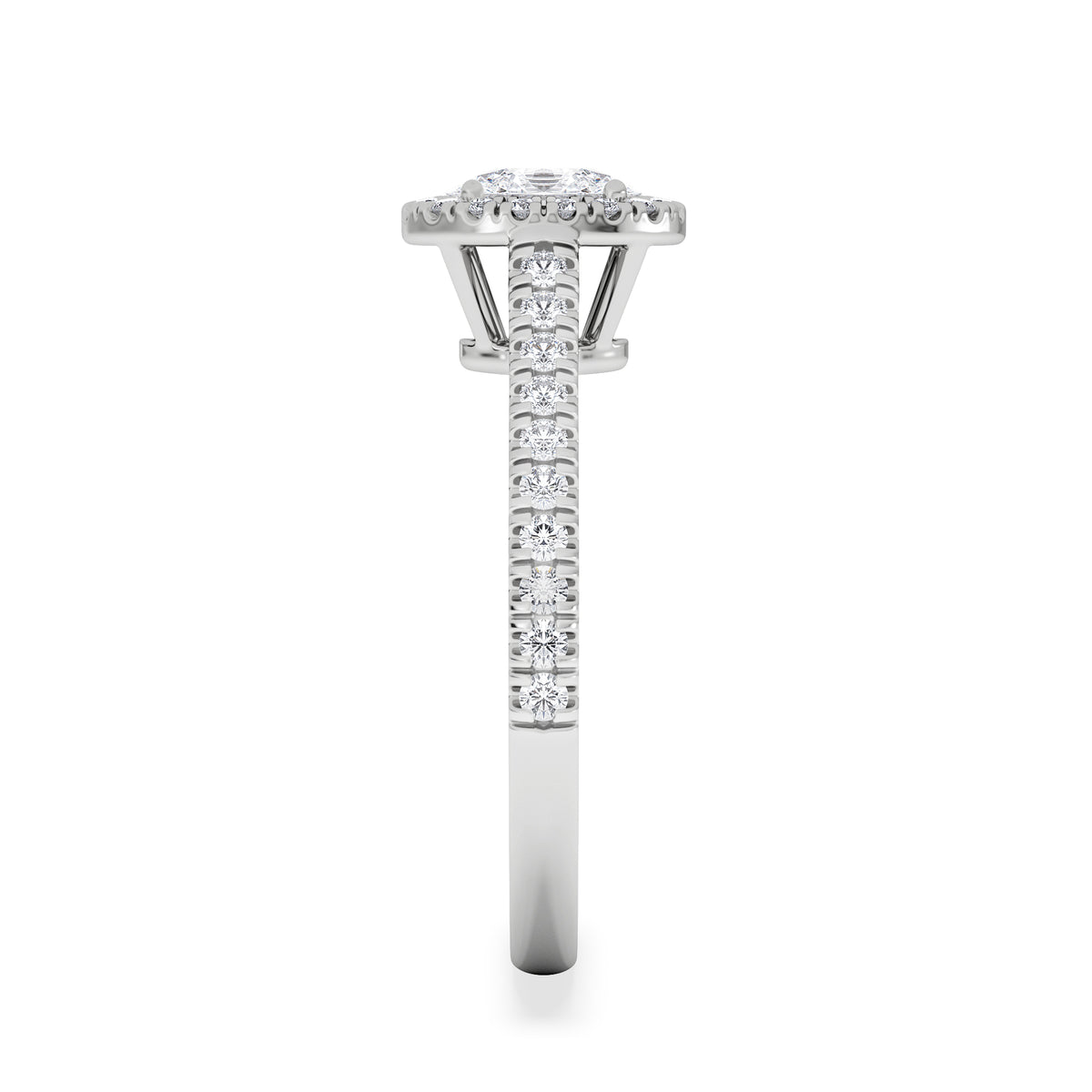 Georgina Lab Oval Diamond Halo Engagement Ring 18K White Gold 1.00ct F/VS1