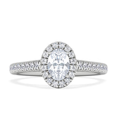Georgina Lab Oval Diamond Halo Engagement Ring 18K White Gold 1.00ct F/VS1