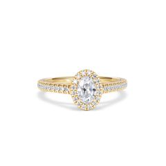 Georgina Lab Oval Diamond Halo Engagement Ring 18K Gold 1.00ct F/VS1