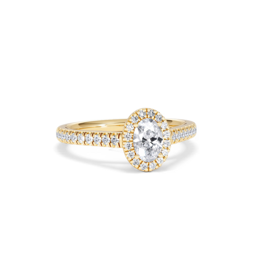 Georgina Lab Oval Diamond Halo Engagement Ring 18K Gold 1.00ct F/VS1