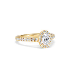 Georgina Lab Oval Diamond Halo Engagement Ring 18K Gold 1.00ct F/VS1