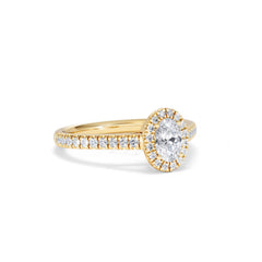 Georgina Lab Oval Diamond Halo Engagement Ring 18K Gold 1.00ct F/VS1