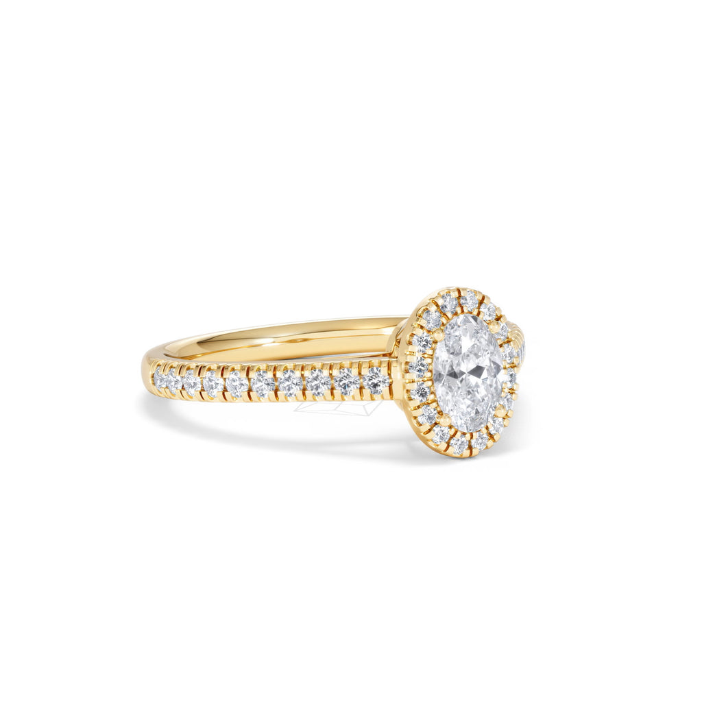 Georgina Lab Oval Diamond Halo Engagement Ring 18K Gold 1.00ct F/VS1