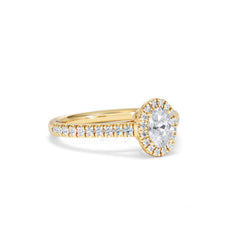 Georgina Lab Oval Diamond Halo Engagement Ring 18K Gold 1.00ct F/VS1