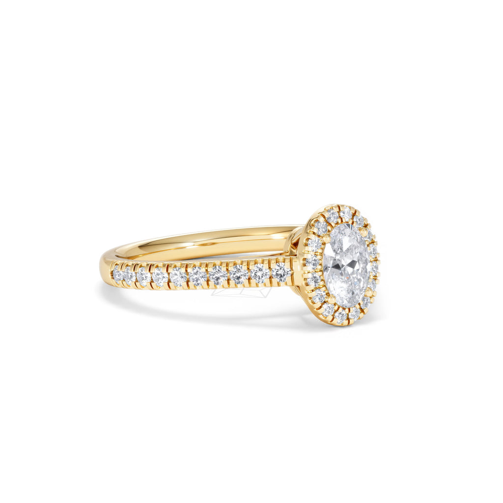 Georgina Lab Oval Diamond Halo Engagement Ring 18K Gold 1.00ct F/VS1