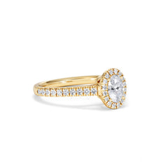 Georgina Lab Oval Diamond Halo Engagement Ring 18K Gold 1.00ct F/VS1