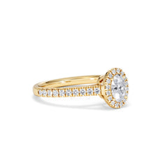 Georgina Lab Oval Diamond Halo Engagement Ring 18K Gold 1.00ct F/VS1