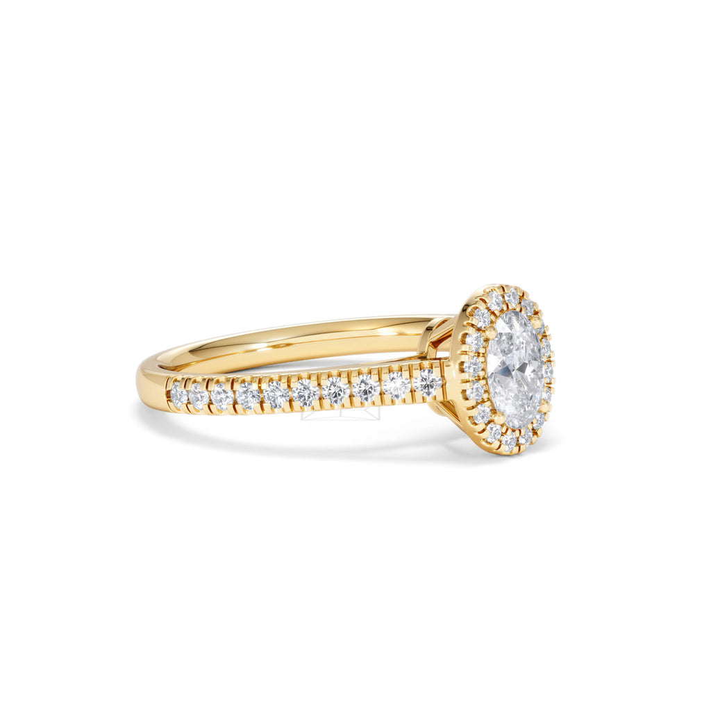 Georgina Lab Oval Diamond Halo Engagement Ring 18K Gold 1.00ct F/VS1