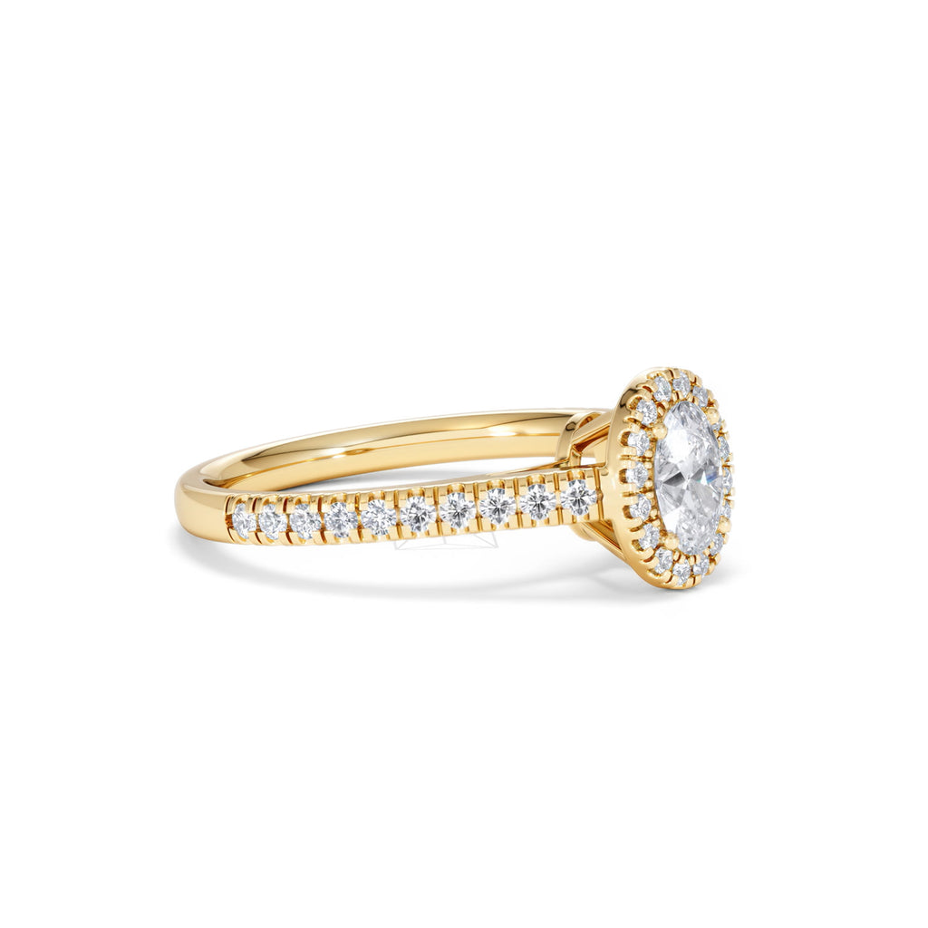 Georgina Lab Oval Diamond Halo Engagement Ring 18K Gold 1.00ct F/VS1