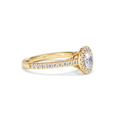 Georgina Lab Oval Diamond Halo Engagement Ring 18K Gold 1.00ct F/VS1