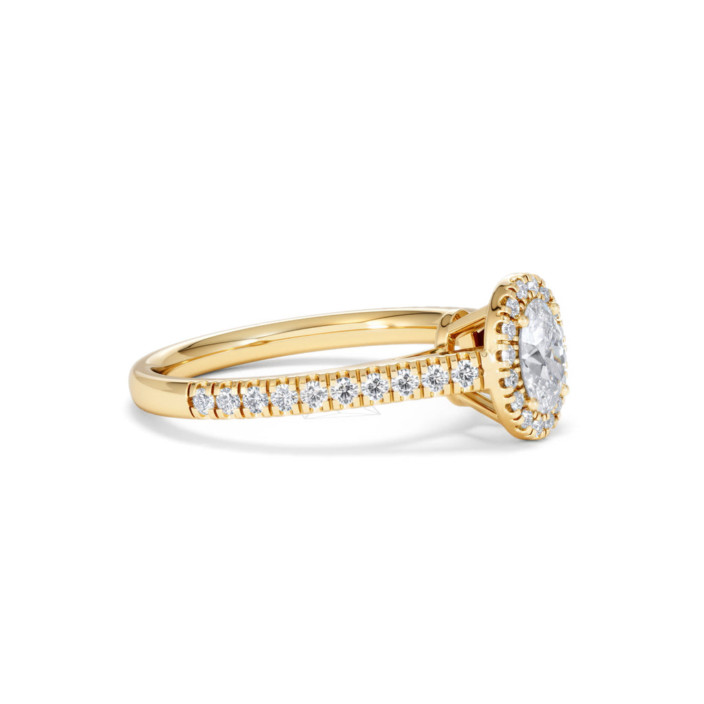 Georgina Lab Oval Diamond Halo Engagement Ring 18K Gold 1.00ct F/VS1