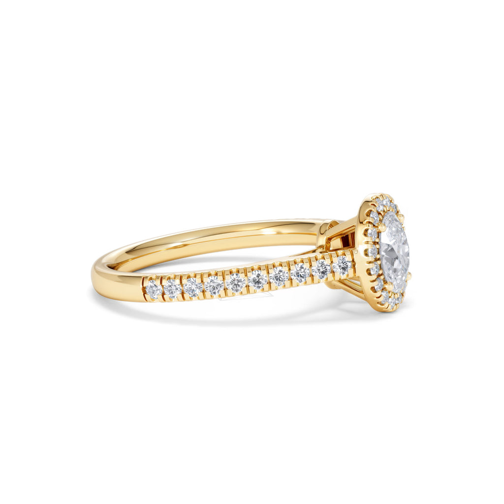 Georgina Lab Oval Diamond Halo Engagement Ring 18K Gold 1.00ct F/VS1