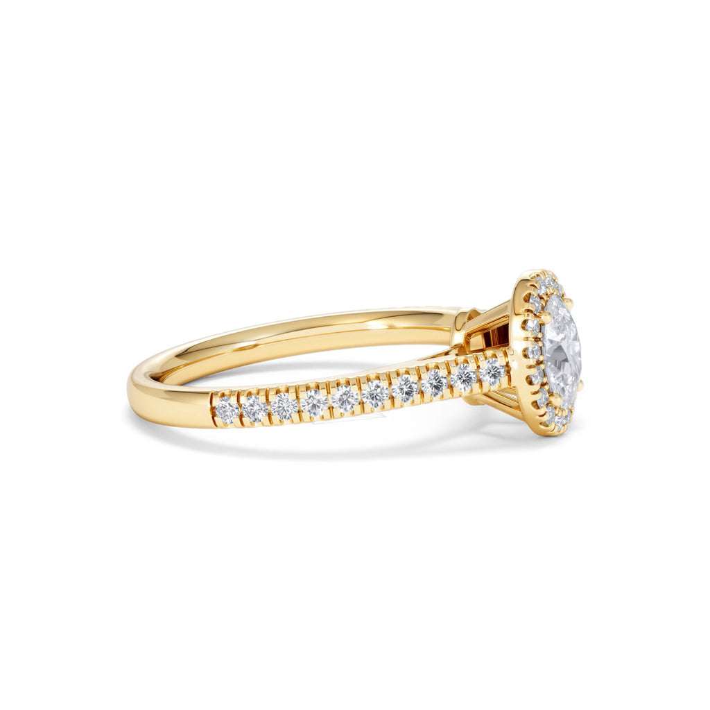 Georgina Lab Oval Diamond Halo Engagement Ring 18K Gold 1.00ct F/VS1