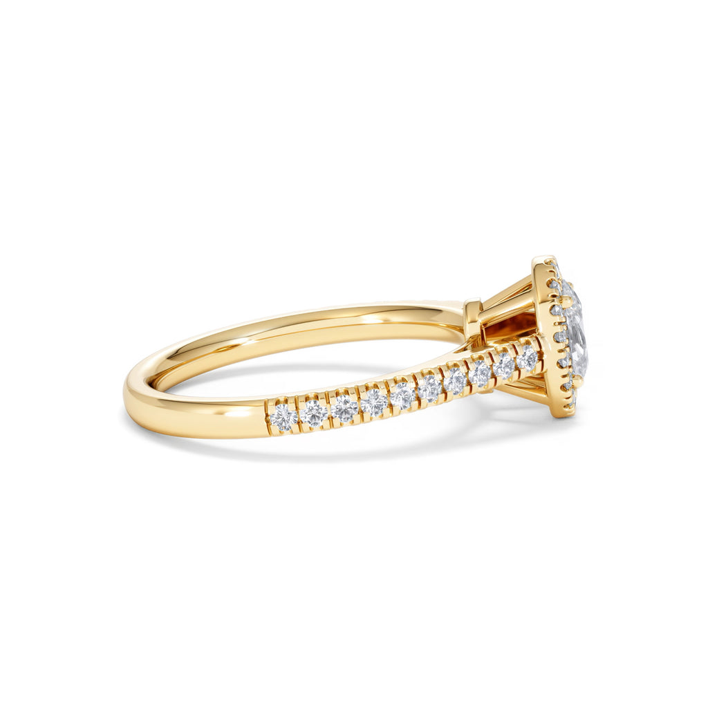 Georgina Lab Oval Diamond Halo Engagement Ring 18K Gold 1.00ct F/VS1