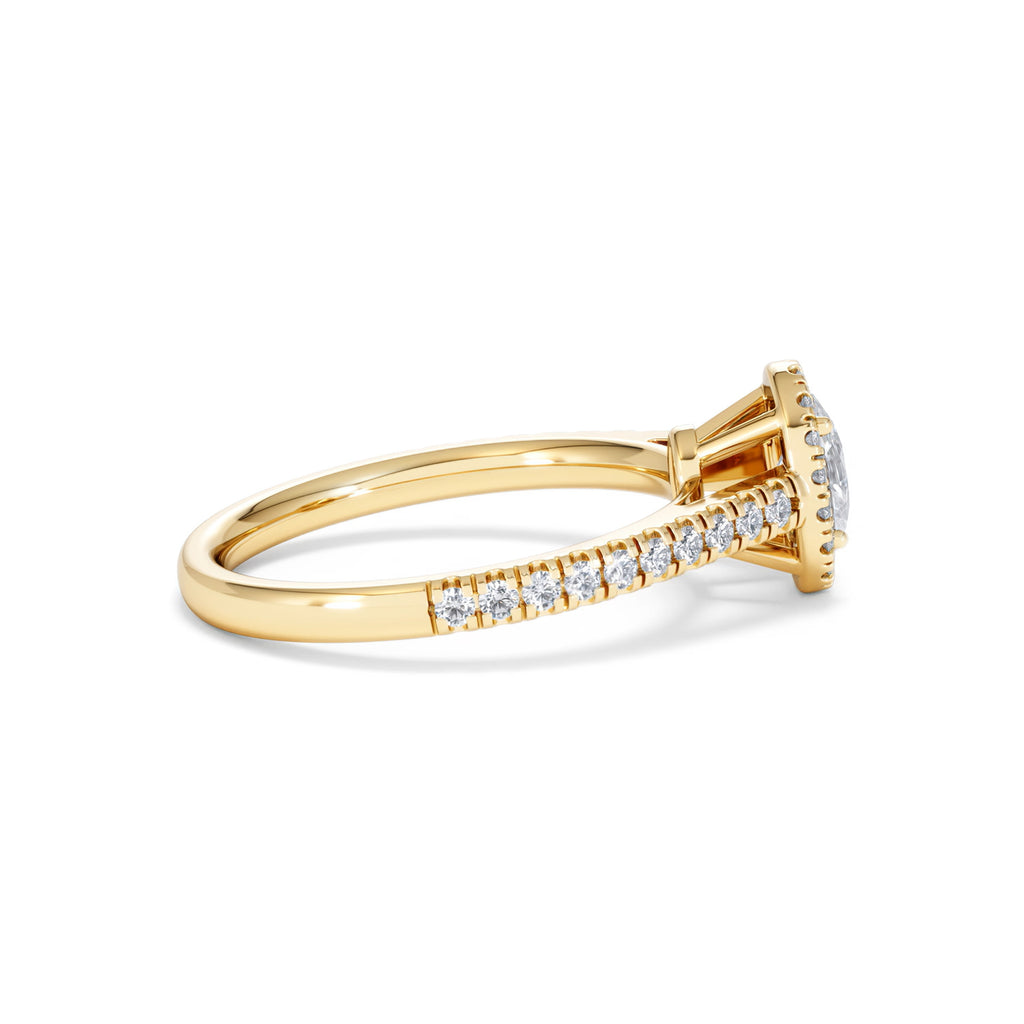 Georgina Lab Oval Diamond Halo Engagement Ring 18K Gold 1.00ct F/VS1