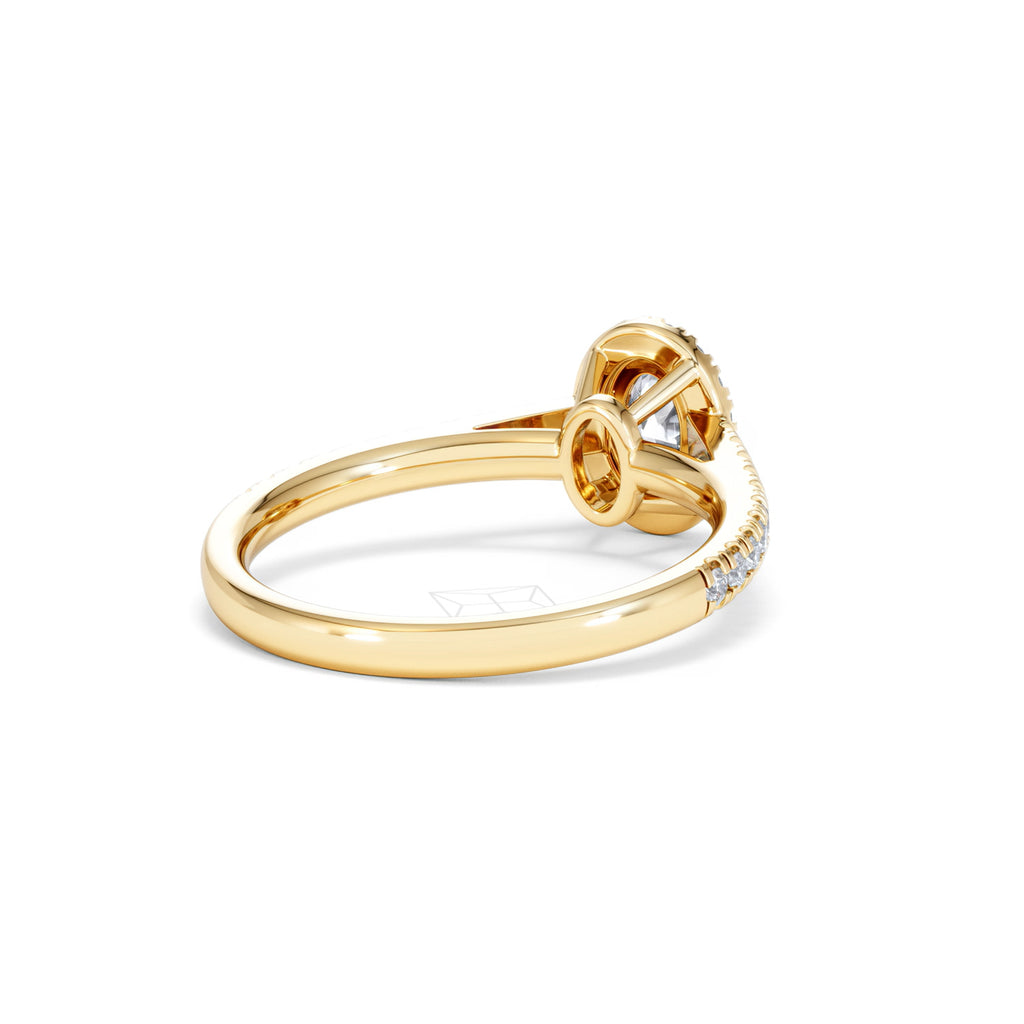 Georgina Lab Oval Diamond Halo Engagement Ring 18K Gold 1.00ct F/VS1