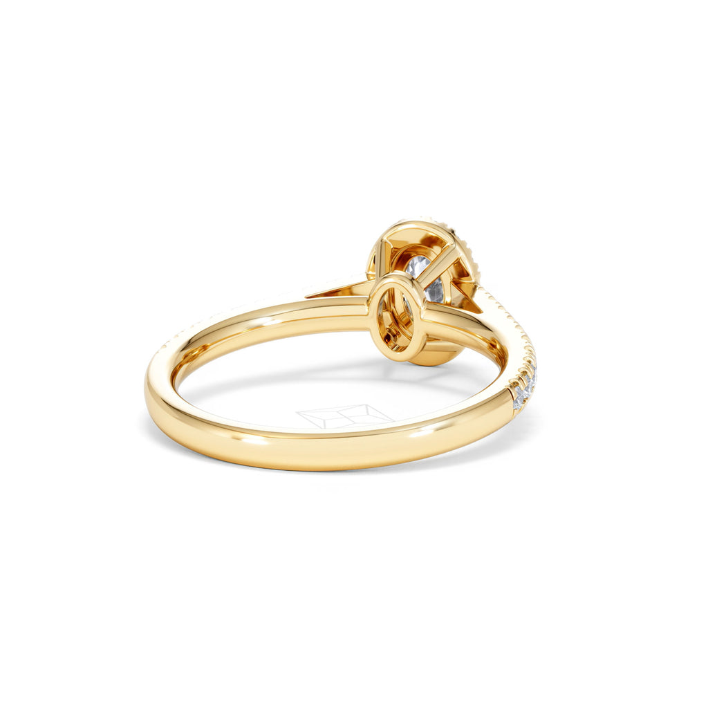 Georgina Lab Oval Diamond Halo Engagement Ring 18K Gold 1.00ct F/VS1