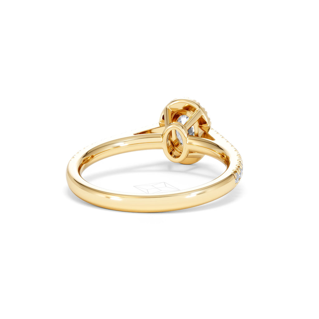 Georgina Lab Oval Diamond Halo Engagement Ring 18K Gold 1.00ct F/VS1