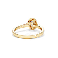 Georgina Lab Oval Diamond Halo Engagement Ring 18K Gold 1.00ct F/VS1