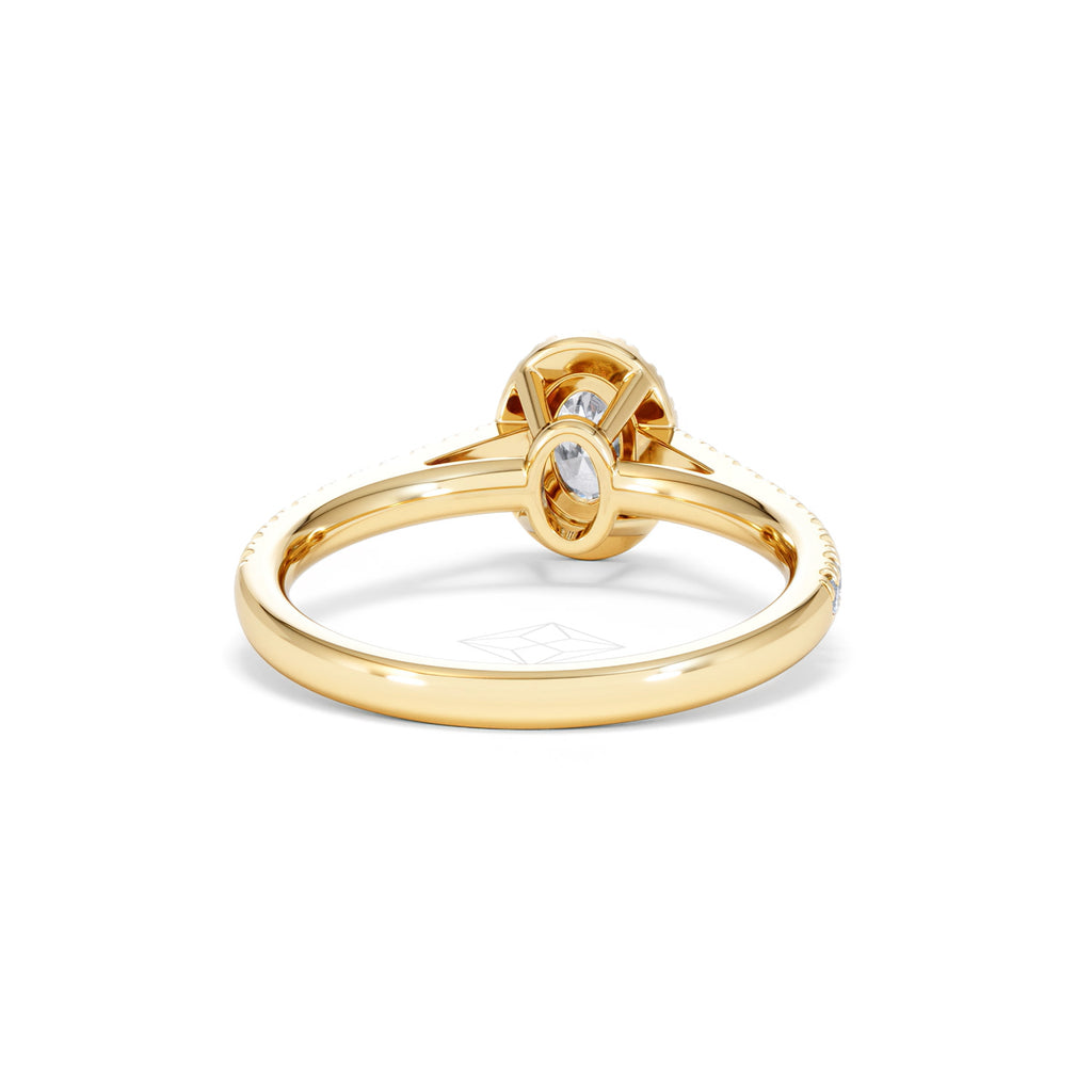 Georgina Lab Oval Diamond Halo Engagement Ring 18K Gold 1.00ct F/VS1