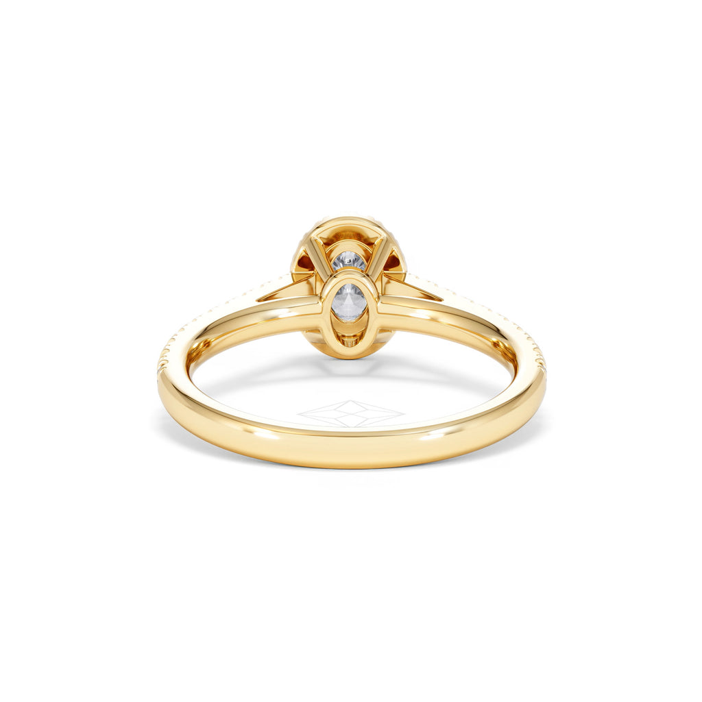 Georgina Lab Oval Diamond Halo Engagement Ring 18K Gold 1.00ct F/VS1