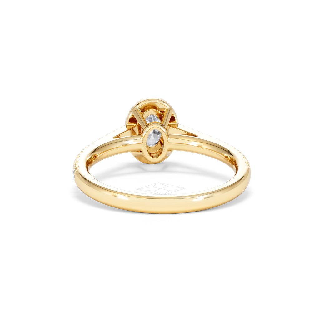 Georgina Lab Oval Diamond Halo Engagement Ring 18K Gold 1.00ct F/VS1