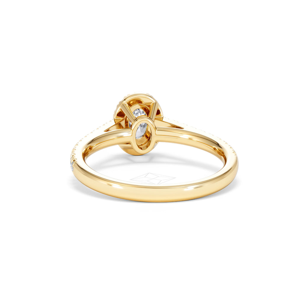 Georgina Lab Oval Diamond Halo Engagement Ring 18K Gold 1.00ct F/VS1